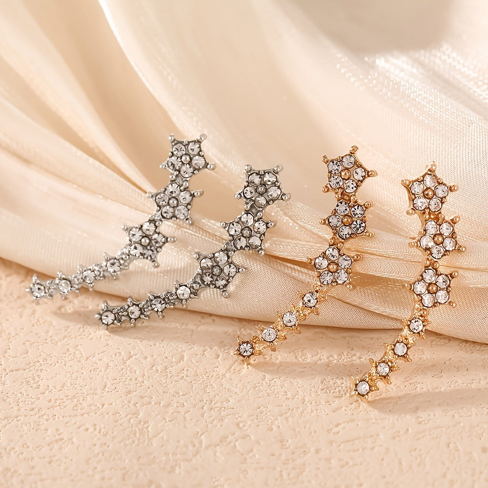 Astra star ear climbers in silver-tone and gold-tone
