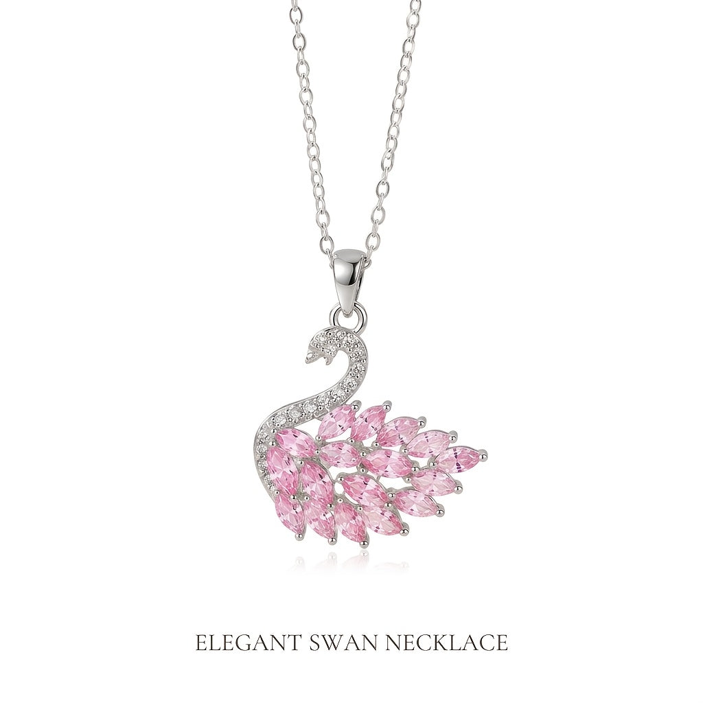 Cygne pink swan necklace on white