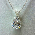 Clear Drop pendant: pear-cut clear zircon on a silver-tone chain