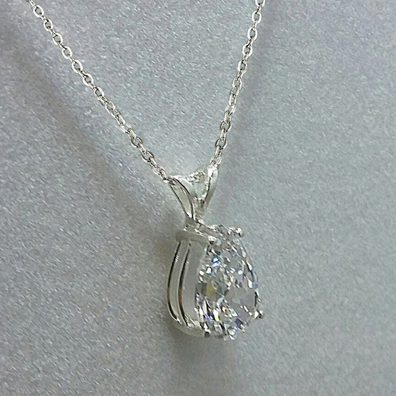 Clear Drop solitaire pendant, side view