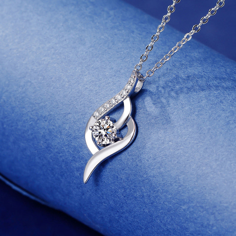 Twist of Heart zircon pendant, side angle